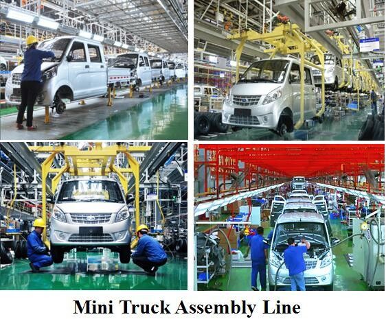 Ελαφριά γραμμή συνελεύσεων ανοιχτών φορτηγών καθήκοντος, εργοστάσιο παραγωγής φορτηγών μεταφορών φορτίου, αυτόματη επένδυση εγκαταστάσεων συναρμολογήσεων 1